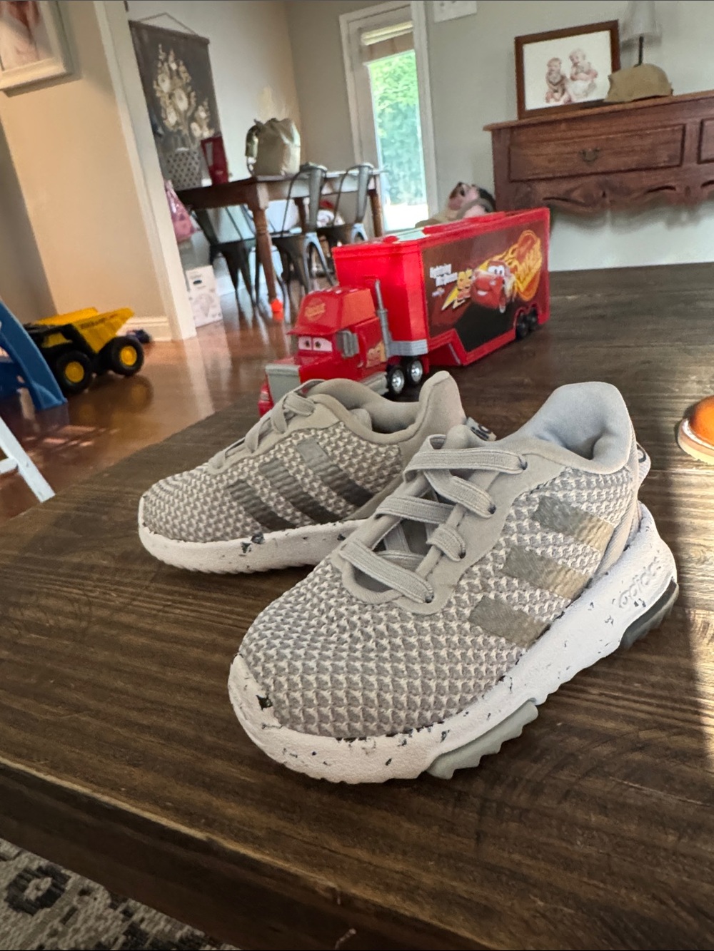 adidas Kids Light Grey Knit Sneakers
